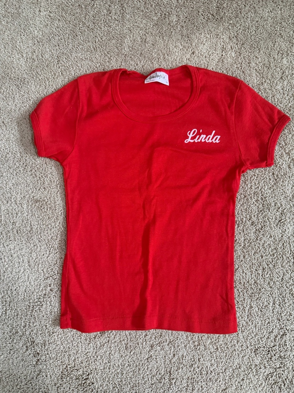Hanky Panky Red Linda Graphic Baby Tee Size Medium Made In USA - Picture 3 of 5